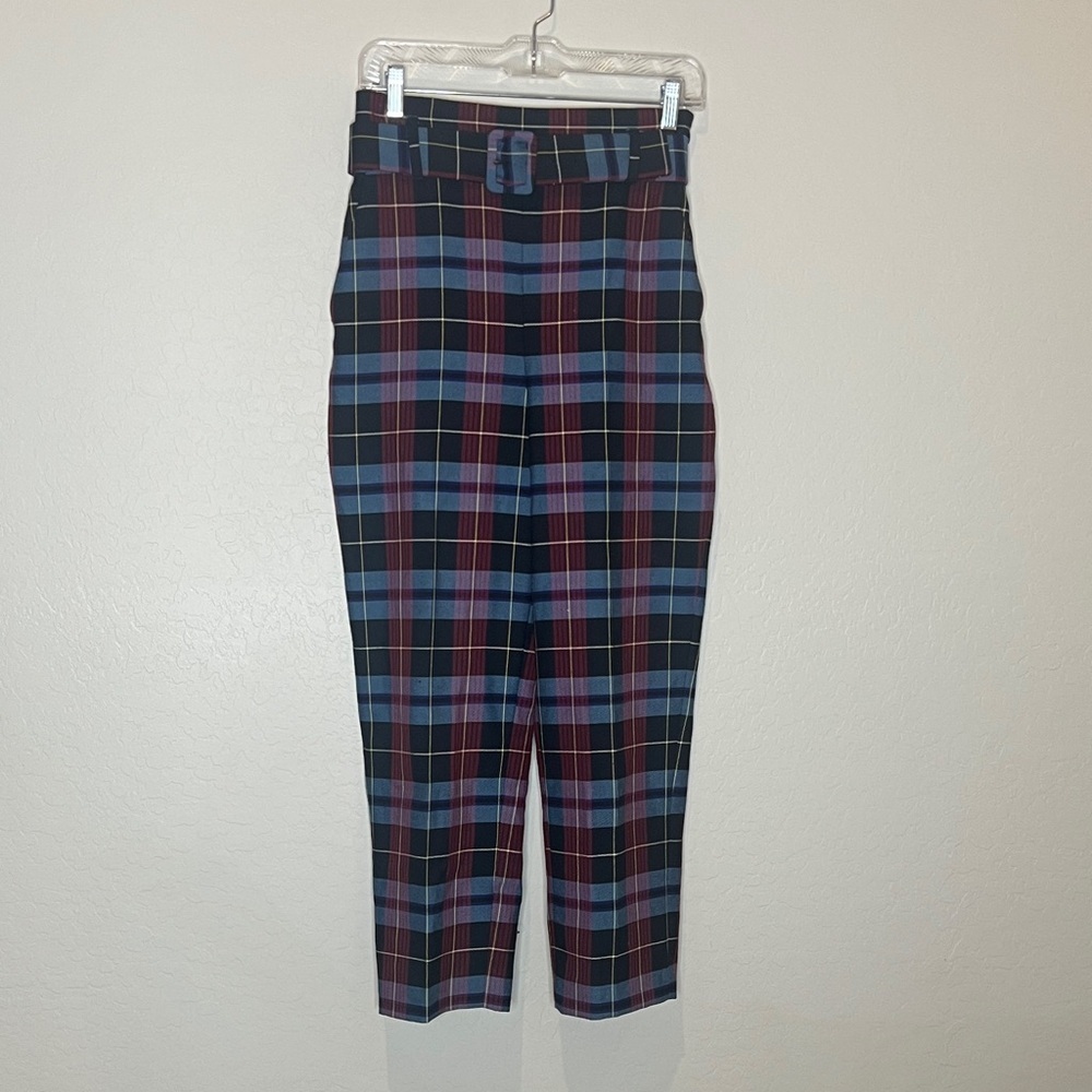 Zara Womens Checkered Dress Pants - Blue and Red size 4